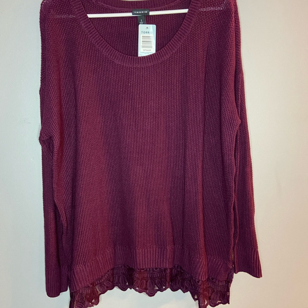 torrid purple sweater w lace bottom in Women’s Size 2 New W Tags